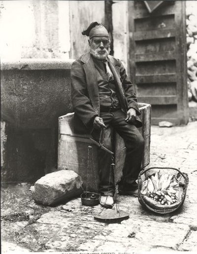 Egy halárus, a "Life in Palermo" című filmből (f/w fotó) alkotó: Photographer Italian