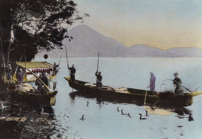 Japán, 1912 körül: Horgászat kormoránnal, Nagaragawa (fotó) alkotó: Photographer Japanese