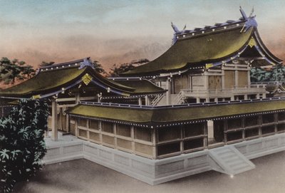 Japán, 1912 körül: Meiji Jingu főépülete, szentély, Tokió (fotó) alkotó: Photographer Japanese
