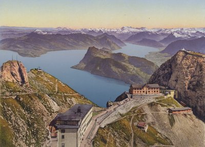 Pilatus-Kulm (2133m sm) Luzerni-tó és az Alpok (színes fotó) alkotó: Photographer Swiss