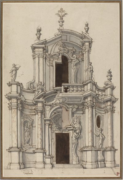 Templom homlokzatának emelése, alternatívákkal alkotó: Piedmontese 18th Century