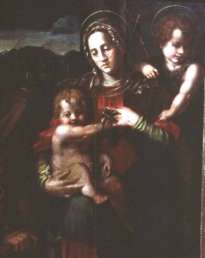 Madonna és gyermek a csecsemővel Keresztelő Szent Jánossal alkotó: Pier Francesco Foschi