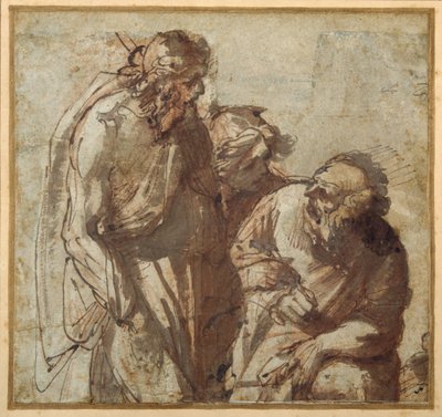 Szent Péter megtagadja Krisztust (toll és barna tinta barna mosással) alkotó: Pier Francesco Mola