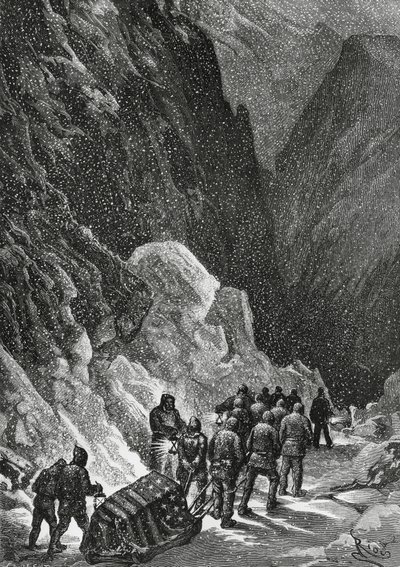 Charles Francis Hall kapitány (1821-1871) amerikai felfedező temetése, Grönland, 1871. november, Polaris expedíció alkotó: Blaise Nicolas Le Sueur
