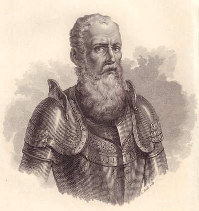 Ezzelino III da Romano vagy Ecelino da Romano (1194-1259) olasz katonai vezető portréja, rézmetszet alkotó: Blaise Nicolas Le Sueur