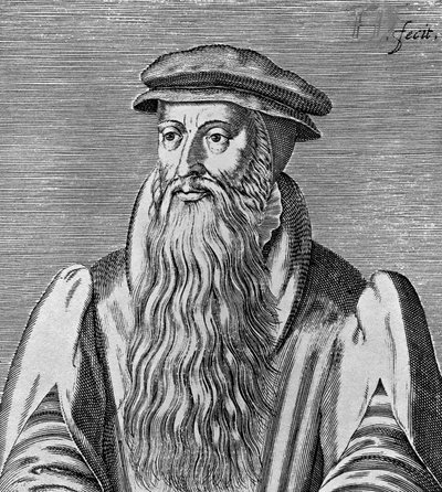 John Knox (kb. 1513-1572), skót lelkész, teológus, író, a reformáció vezetője és a skót presbiteriánus egyház alapítója portréja, fametszet alkotó: Blaise Nicolas Le Sueur