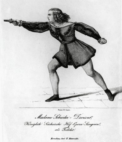 Wilhelmine Schroder-Devrient (1804-1860), német szoprán portréja, Leonora szerepében a Fidelioban vagy a Házastársi szerelemben, Ludwig van Beethoven (1770-1827), metszet alkotó: Blaise Nicolas Le Sueur