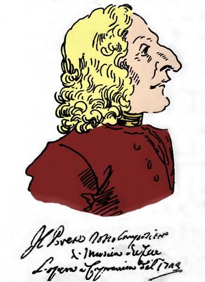 Antonio Vivaldi (1678-1741), Pierre Leone Ghezzi (1674-1755) rajzfilmje alkotó: Pier Leone Ghezzi
