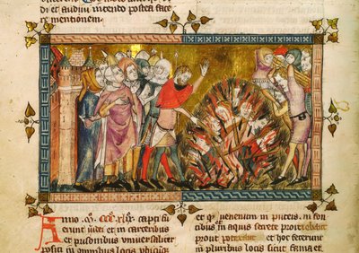 A zsidók égetése 1349-ben. Miniatűr: Tractatus Quartus, Gilles de Muisit, kb. alkotó: Pierart dou Tielt