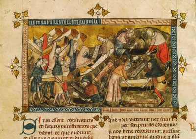 A pestis áldozatainak temetése Tournaiban, 1353 körül. alkotó: Pierart dou Tielt