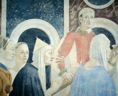 Részlet az Igaz kereszt legendájából, amely bemutatja az igaz kereszt felfedezését és ellenőrzését, Piero della Francesca alkotó: Piero della Francesca