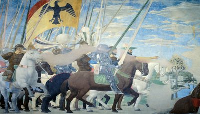 Részlet az igaz kereszt legendájából, amely Konstantin győzelmét mutatja, Piero della Francesca alkotó: Piero della Francesca