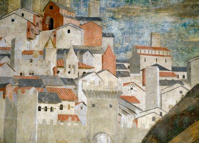 Részlet a Sába királynőjéről, aki imádja a jeruzsálemi igaz kereszt fából készült hidat, 55432-ből készült 1464 freskórészlet alkotó: Piero della Francesca