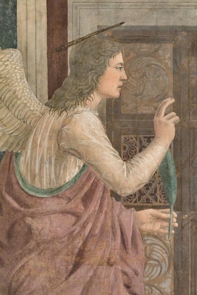 Az Annunciáció, részlet az Igaz Kereszt történeteiből (freskó) alkotó: Piero della Francesca