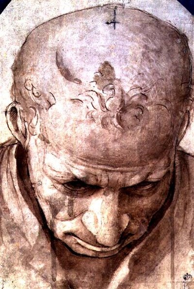 Idős férfi feje (toll, barna tinta és mosás) alkotó: Piero di Cosimo