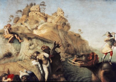 Perseus Freeing Andromeda, részlet (1510, olaj, vászon) alkotó: Piero di Cosimo