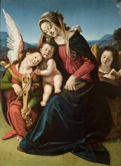 Szűz és gyermek két angyallal, 1507 körül (olaj, fa) alkotó: Piero di Cosimo