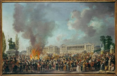 A monarchia jelvényeit elégetik a Place de la Concorde-on ... alkotó: Pierre Antoine (attr. to) Demachy