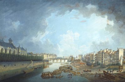 Pierre Antoine Demachy az érseki egyházmegye, a Tournelle-híd és a Saint-Bernard kikötő a párizsi városházából alkotó: Pierre Antoine Demachy
