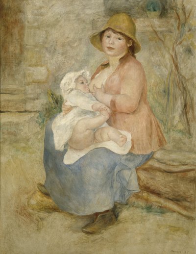 Kismama, más néven a gyermek a mellnél alkotó: Pierre-Auguste Renoir