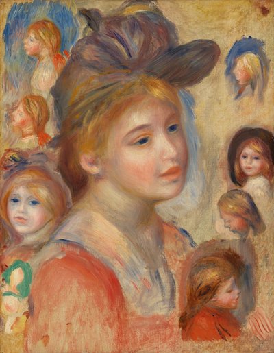 Tanulmány a lányok fejéről alkotó: Pierre-Auguste Renoir