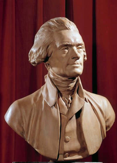 Thomas Jefferson (1742-1826) mellszobra, az Egyesült Államok elnöke Pierre Alexandre Wille (1748-1821) szobra, 18. századi Blerancourt. Musee Franco amerikai alkotó: Pierre Alexandre Wille