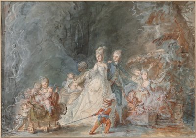 Családi sétány a parkban alkotó: Pierre Antoine Baudouin