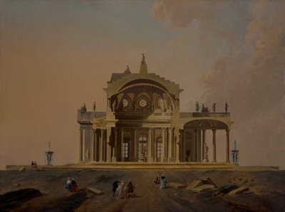 Fantasztikus építészeti tanulmányok figurákkal alkotó: Pierre Antoine Demachy