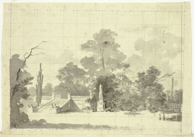 A versailles-i park látványa: Szfinxpárral a lépcsőházban. alkotó: Pierre Antoine Mongin