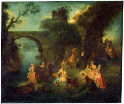 Tánc a folyónál, 1720-1730. alkotó: Pierre Antoine Quillard
