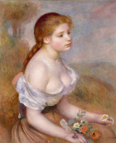Egy fiatal lány százszorszépekkel alkotó: Pierre Auguste Renoir