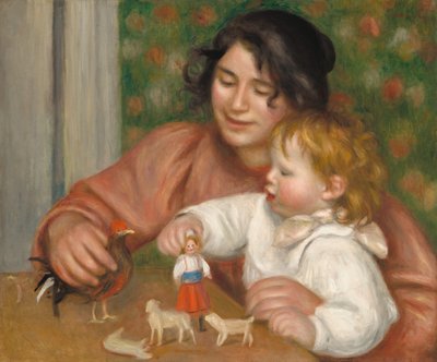 Gyermek játékokkal – Gabrielle és a művész fia, Jean, 1895-1896. alkotó: Pierre Auguste Renoir