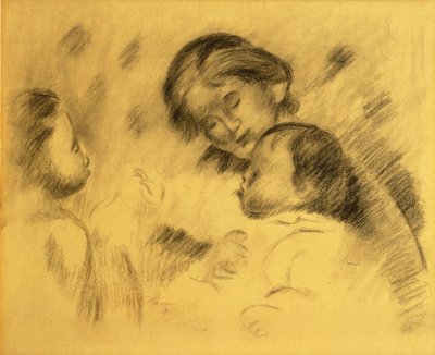 Gabrielle Renard Jean Renoirral és egy kislánnyal, 1895-96 körül (fekete kréta a fedélzeten) alkotó: Pierre Auguste Renoir