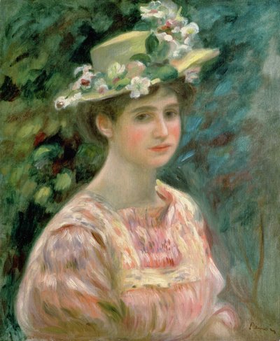 Lány eglantinnal a kalapján, 1896 körül alkotó: Pierre Auguste Renoir