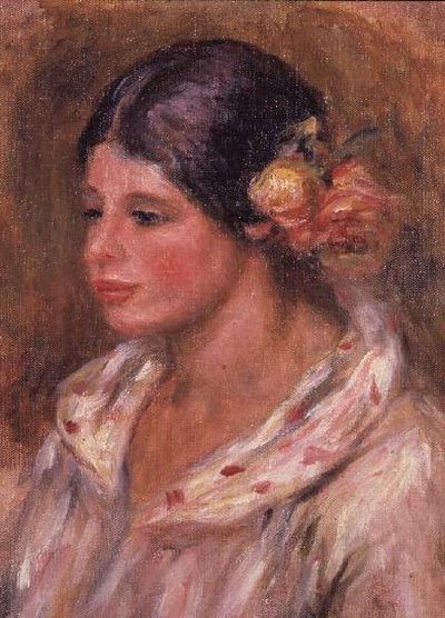Lány rózsákkal a hajában alkotó: Pierre Auguste Renoir