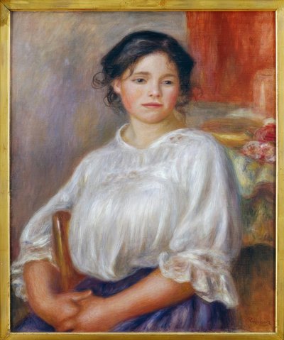 Fiatal lány ül alkotó: Pierre Auguste Renoir