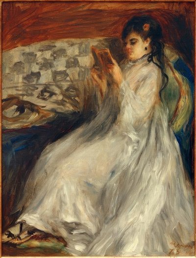 Fiatal olvasó nő fehér alkotó: Pierre Auguste Renoir