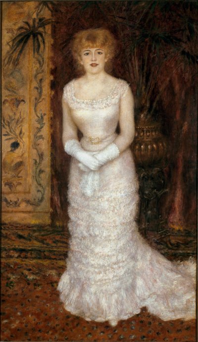 Jeanne Samary (1857-1890) színésznő portréja gyalog. Pierre Auguste Renoir festménye (Pierre-Auguste alkotó: Pierre Auguste Renoir