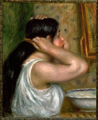 A WC: magát festő nő (olaj, vászon alkotó: Pierre Auguste Renoir