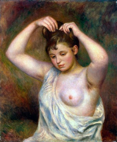 Haját rendező nő, 1887. alkotó: Pierre Auguste Renoir