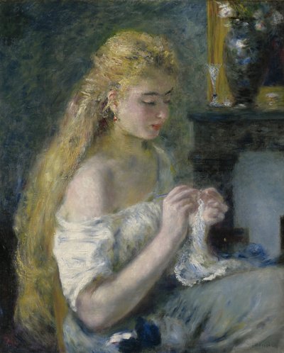Horgoló nő, 1875 körül alkotó: Pierre Auguste Renoir