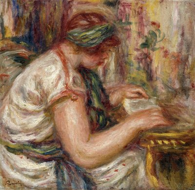 Nő arab ruhában, olvas; Femme en Blouse arabe lisant, 1919 alkotó: Pierre Auguste Renoir