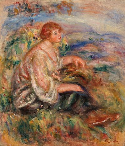 Tüllblúzos és fekete szoknyás nő alkotó: Pierre-Auguste Renoir