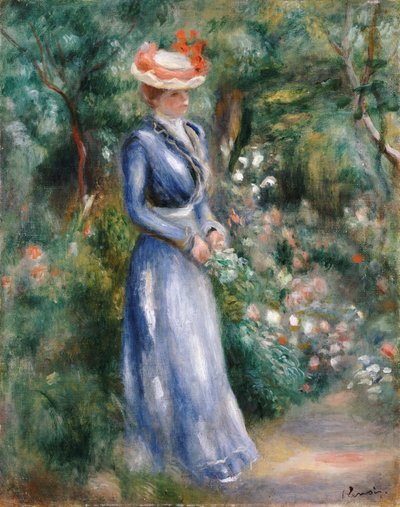 Kék ruhás nő a Saint-Cloud kertjében áll alkotó: Pierre Auguste Renoir