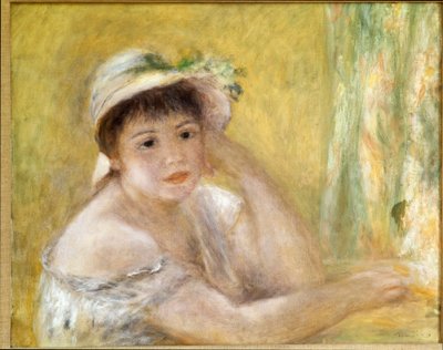 Szalmakalapos nő. Pierre Auguste Renoir festménye (Pierre-Auguste alkotó: Pierre Auguste Renoir