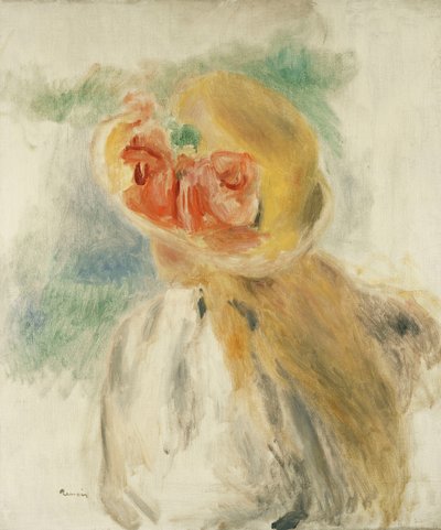 fiatal lány virágokkal a kalapjában; Fiatal lány virágos kalapban, 1900-1905 körül alkotó: Pierre Auguste Renoir