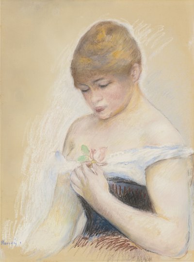 Fiatal Nő Kezében Egy Virág. Jeanne Samary színésznő portréja, c. 1880 alkotó: Pierre Auguste Renoir