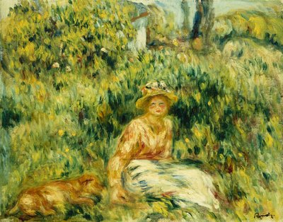 fiatal nő a kertben; Fiatal nő a kertben, 1916 körül alkotó: Pierre Auguste Renoir
