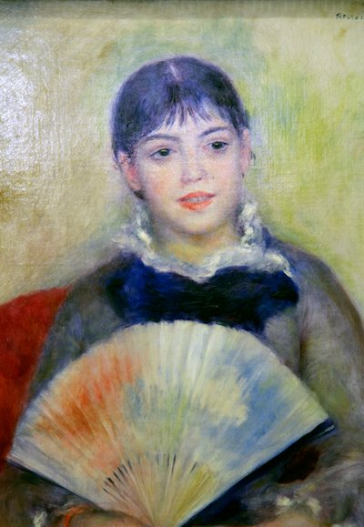„Fiatal nő legyezővel”, 1880 alkotó: Pierre Auguste Renoir