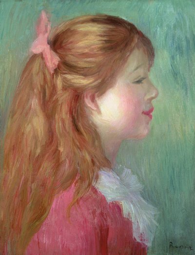 Fiatal lány hosszú hajú profilban, 1890 alkotó: Pierre Auguste Renoir